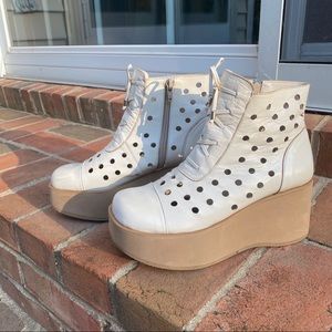 Vintage perforated platforms boots